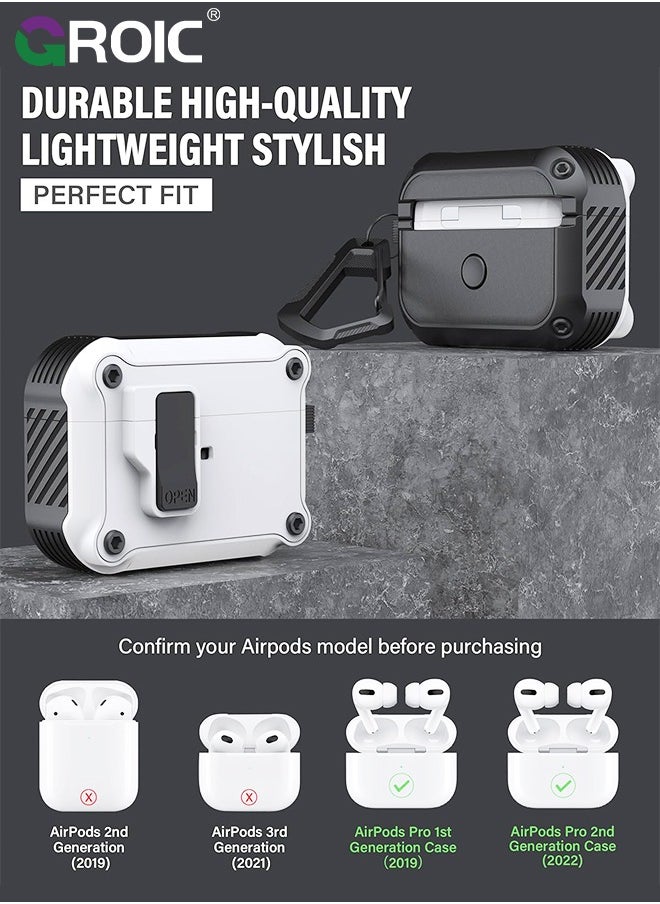 GROIC White Airpods Pro 2nd Generation Case Cover with Lock for Men Women with Keychain, Full-Body Shockproof & Anti-Scratch Protective Case for Airpods Pro 2  - Image 3