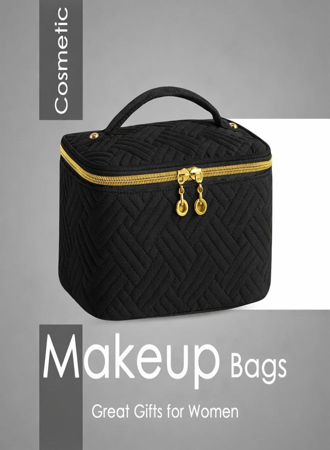 Lyrovo Makeup Organizer Bag Large Capacity Travel Make Up Bag for Cosmetics Vertical Storage Toiletry Bag for Skincare (LY-181-MB, Black) - Image 4