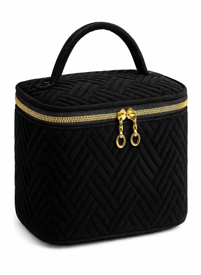 Lyrovo Makeup Organizer Bag Large Capacity Travel Make Up Bag for Cosmetics Vertical Storage Toiletry Bag for Skincare (LY-181-MB, Black) - Image 1