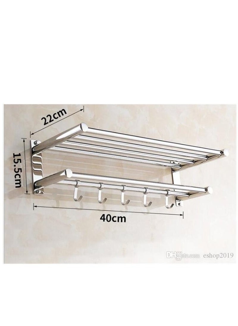 إيه جي دي رف حامل للمناشف يثبت على الحائط مصنوع من الستانلس ستيل. فضي - Image 2