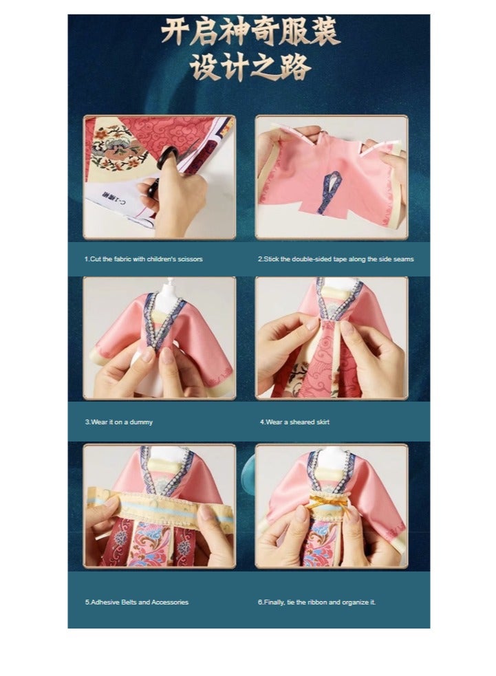 general China Hanfu Dressing Doll Clothing Designer Handmade DIY Material Kit Birthday Gift for Girls Hanfu Design - Purple Chinese Traditional Formal Dress Clothing Toy Educational Cuddly Trendy New Fashion Popular Beautiful Festival Children's Character Creative Classical Traditional Tang Yun Jia Ren [Can make 5 sets of formal dresses at the same time] Gift Box Set - Image 4