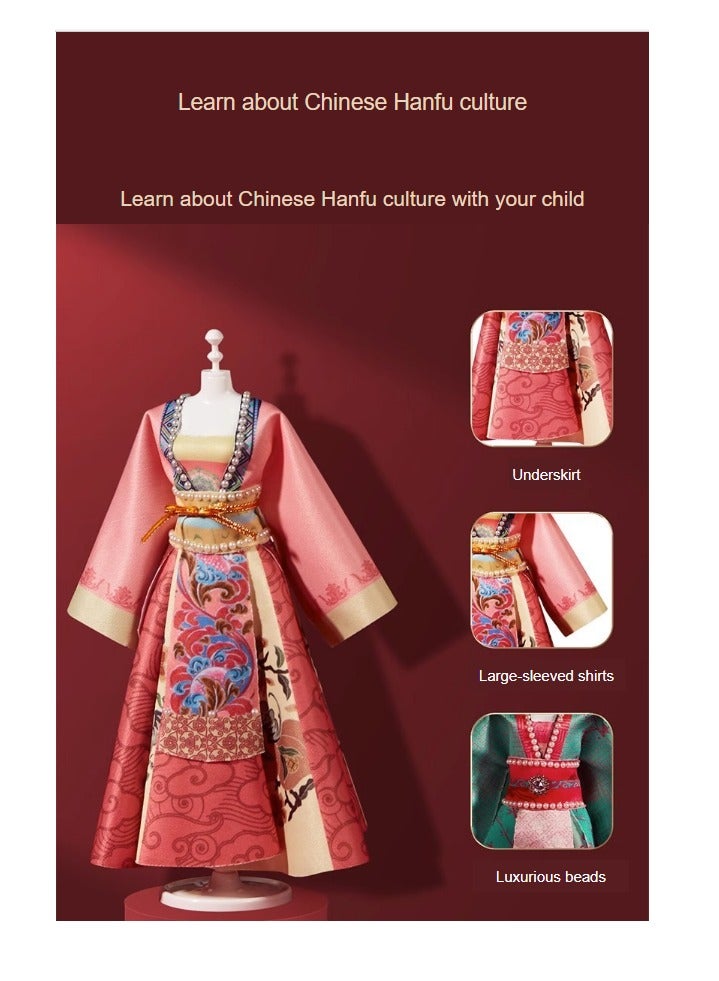 general China Hanfu Dressing Doll Clothing Designer Handmade DIY Material Kit Birthday Gift for Girls Hanfu Design - Purple Chinese Traditional Formal Dress Clothing Toy Educational Cuddly Trendy New Fashion Popular Beautiful Festival Children's Character Creative Classical Traditional Tang Yun Jia Ren [Can make 5 sets of formal dresses at the same time] Gift Box Set - Image 2