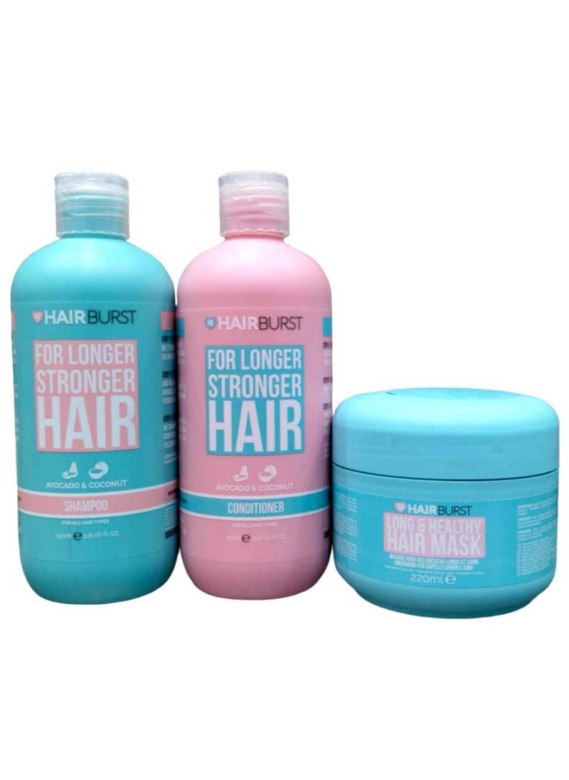 HAIR BURST Shampoo 350 ml And Conditioner 350 ml  And Mask 220 For Longer Stronger Hair  - Image 1