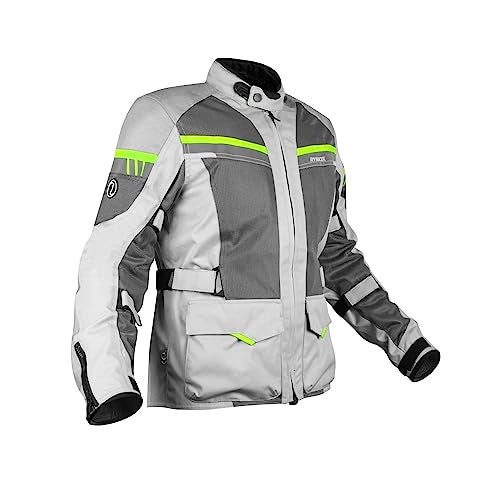 Rynox Mens Stealth Air Pro Jacket - Mesh Motorcycle Touring Jacket With Impact Protection And Abrasion Resistance - Grey Hi-Viz Green, Small - Image 1