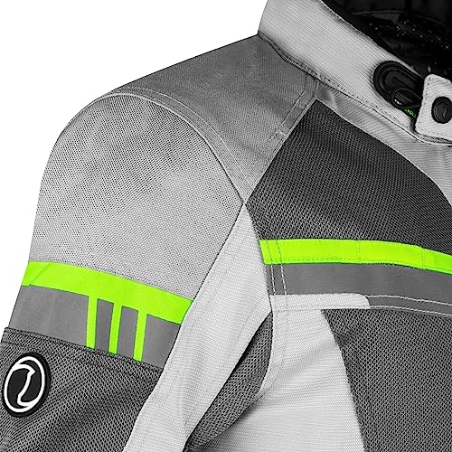 Rynox Mens Stealth Air Pro Jacket - Mesh Motorcycle Touring Jacket With Impact Protection And Abrasion Resistance - Grey Hi-Viz Green, Small - Image 3