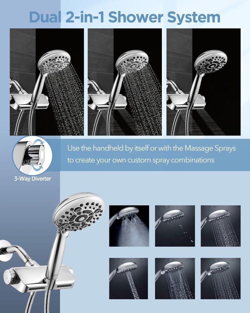 Alton ALTON SHR22525 Filtered Shower Head with Hand Shower Dual 2in1 Shower System with 6Function Hand Shower Filter Shower Hard Water Softener Overhead Shower Filter Chrome - Image 3