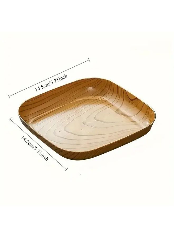 4 Pcs Wood Grain Reusable Plastic Snack Tray Dishwasher Safe Durable Stain Resistant Minimalist Essential - Image 3