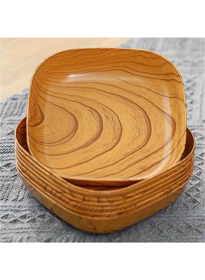 4 Pcs Wood Grain Reusable Plastic Snack Tray Dishwasher Safe Durable Stain Resistant Minimalist Essential - Image 2