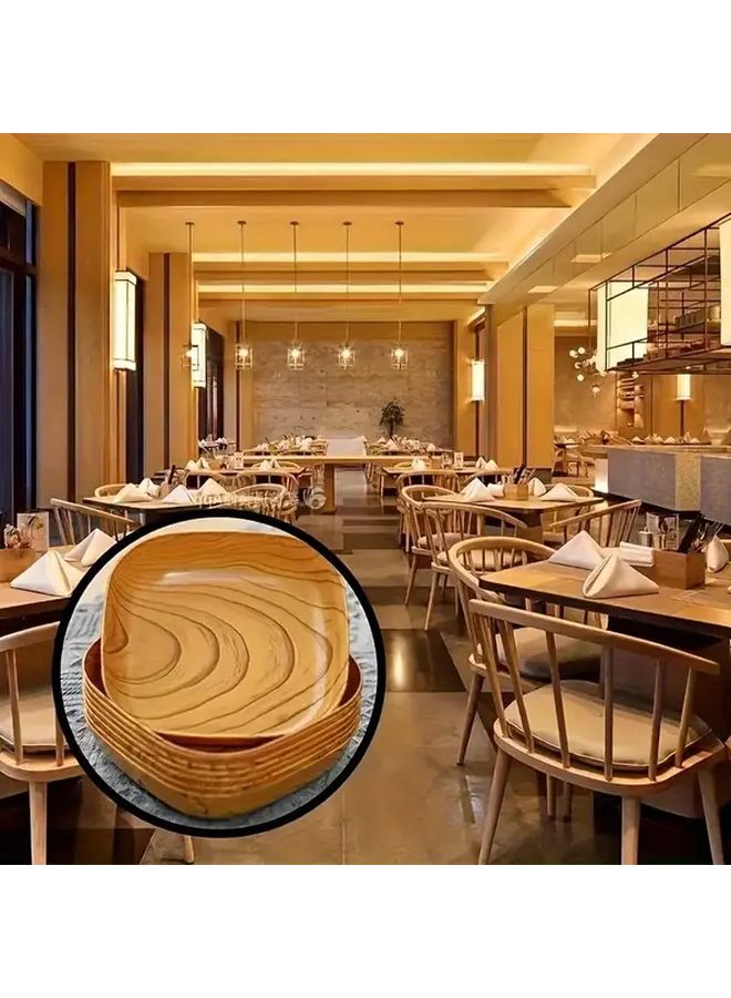 4 Pcs Wood Grain Reusable Plastic Snack Tray Dishwasher Safe Durable Stain Resistant Minimalist Essential - Image 5
