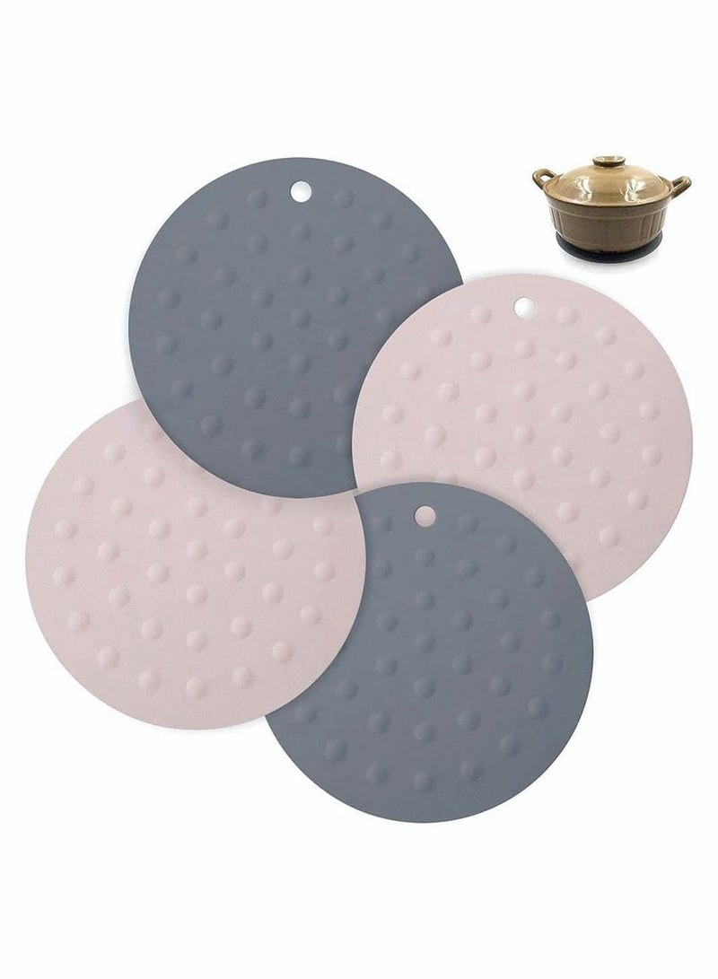 Silicone Insulation Pad, Heat Resistant Round Pot Coasters for Pots, Multifunctional Non-Slip Mat, Kitchen, Hot Dining Table 4 Pieces  - Image 1
