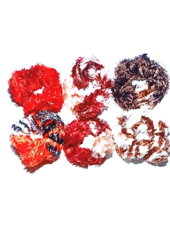 Drishti Hair Scrunchies Rubber Band For Girlswomen Multicolor Pack Of 6 - Image 1