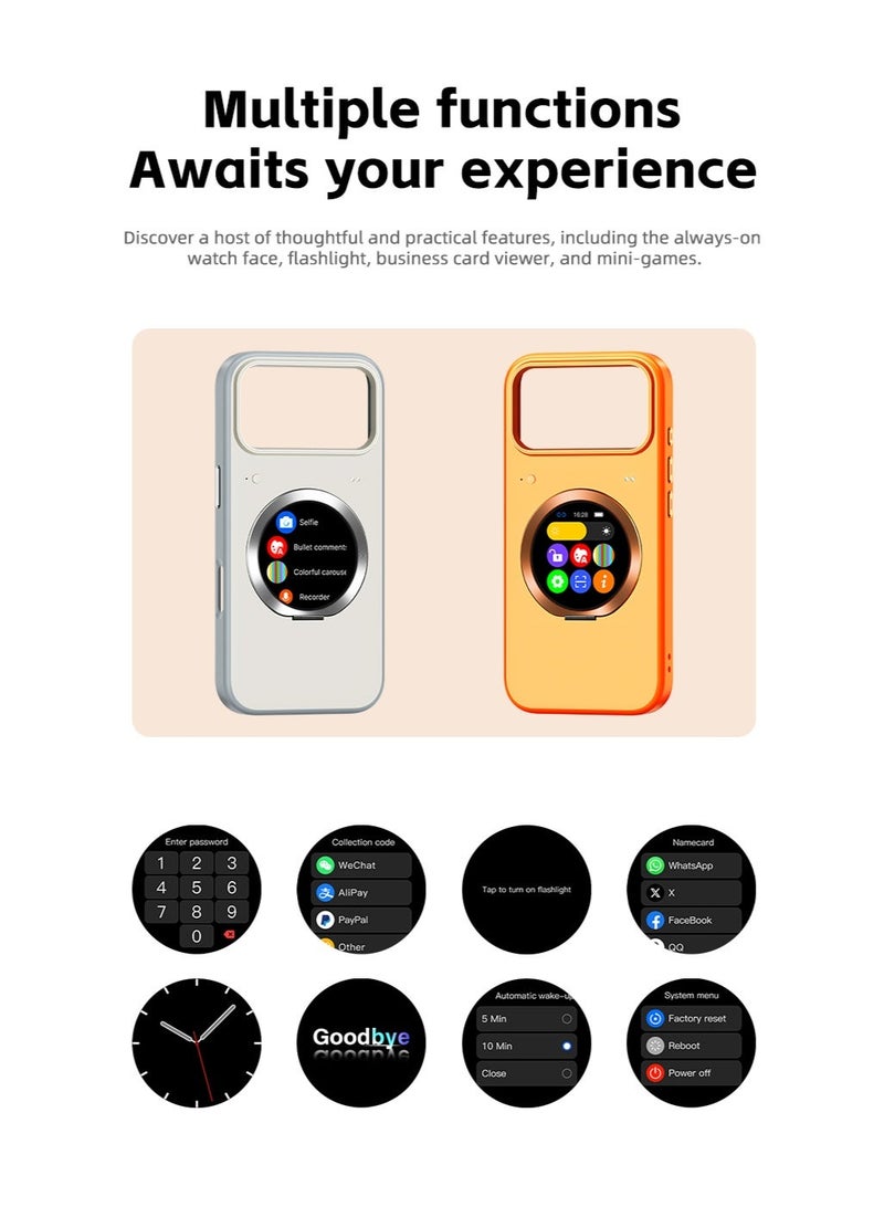 Smart Display Magnetic Phone Case for iPhone 17 Pro Max, Available in Gray Black & Orange, 1.52" Full Touch Smart Screen, MagSafe Compatible, Bluetooth App Control, Camera Preview, Payment QR, 550mAh Rechargeable Battery, TPU+PC Protective Cover - Image 2