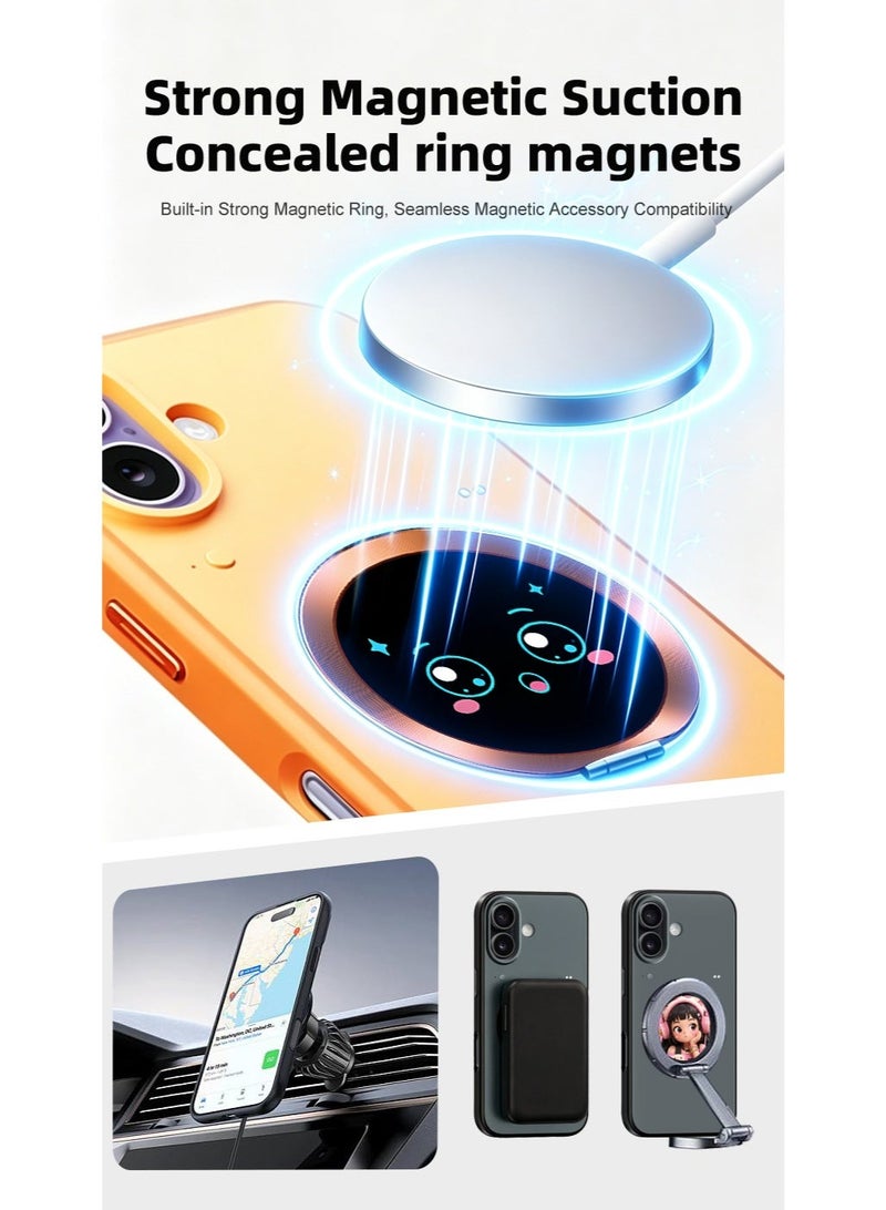 Smart Display Magnetic Phone Case for iPhone 17 Pro Max, Available in Gray Black & Orange, 1.52" Full Touch Smart Screen, MagSafe Compatible, Bluetooth App Control, Camera Preview, Payment QR, 550mAh Rechargeable Battery, TPU+PC Protective Cover - Image 5