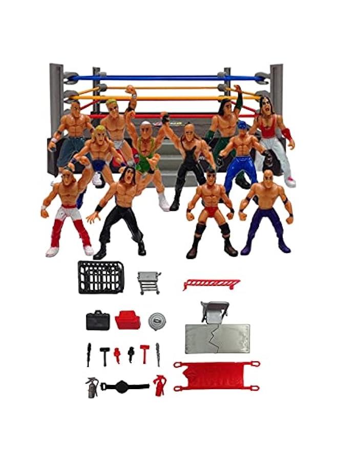 2 Set Mini Wrestling Playset With Action Figures And Accessories,Wrestling Toys For Kids,Wrestler Warriors Toys With Realistic Accessories,Fun Miniature Fighting Action Figures,Gift For Boys And Gir  - Image 1