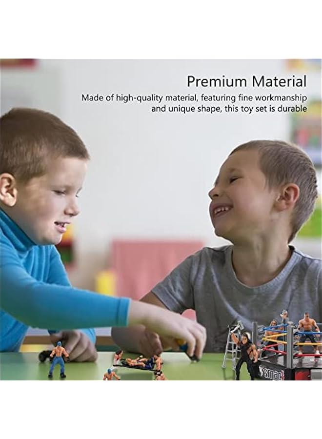 2 Set Mini Wrestling Playset With Action Figures And Accessories,Wrestling Toys For Kids,Wrestler Warriors Toys With Realistic Accessories,Fun Miniature Fighting Action Figures,Gift For Boys And Gir  - Image 2