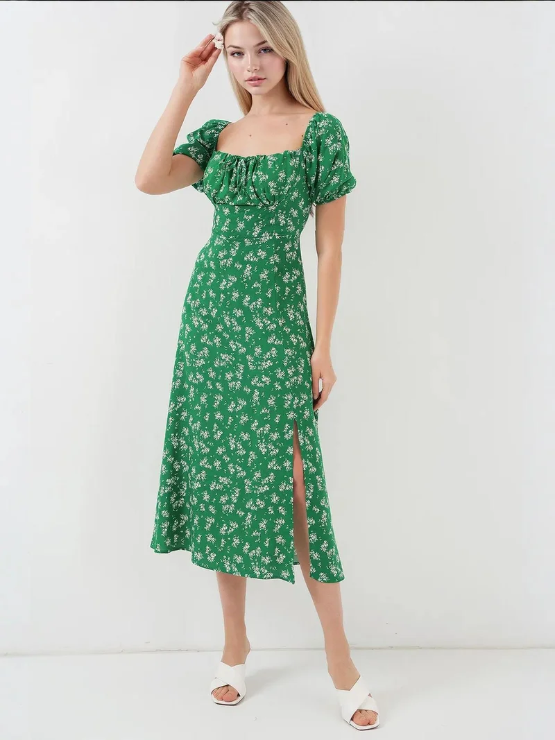 بيغ دارت فستان ميدي بطبعة زهور مع فيونكة