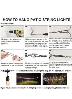 Generic String Light Hanging Kit with 170ft Coated Stainless Steel 304 Tension Wire Rope Outdoor Guide kit Lights Suspension  - Image 4