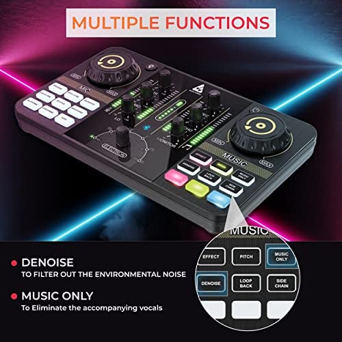 Audio Array AI-03 Professional Sound Card with Bluetooth | Podcast Production Setup with 4 mic input & 4 outputs | +48V phantom power, PC/Mac connectivity | 6-8hr Battery | Streaming, Singing & Gaming - Image 4