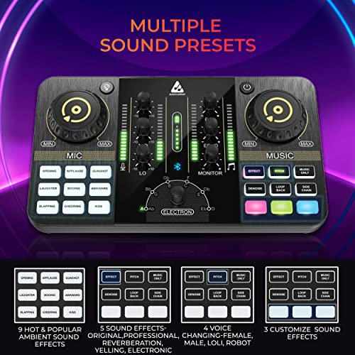 Audio Array AI-03 Professional Sound Card with Bluetooth | Podcast Production Setup with 4 mic input & 4 outputs | +48V phantom power, PC/Mac connectivity | 6-8hr Battery | Streaming, Singing & Gaming - Image 3