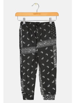Originals by Brooklyn Cloth Kids Boy Paisley Print Sweatpants, Black Combo  - Image 1