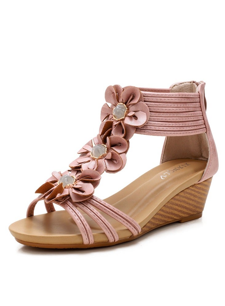 SIKETU Summer New Western Asian Ethnic Style Women's Slope Heel Thick Bottom  Roman Sandals - Image 1