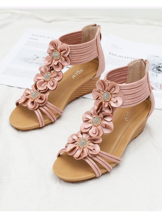 SIKETU Summer New Western Asian Ethnic Style Women's Slope Heel Thick Bottom  Roman Sandals - Image 2