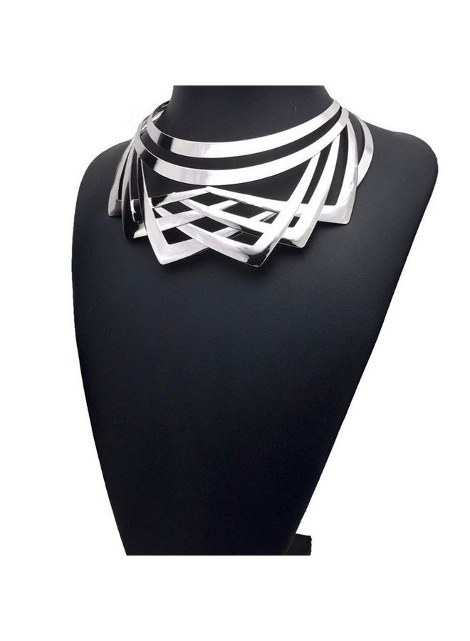 YAZILIND Alloy Choker Simple Statement Short Necklace Choker Collar Bib Fashion Costume Jewelry Gift Silver - Image 2