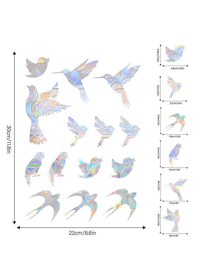 erorex 14 Pcs Birds Rainbow Anti Collision Window Clings Anti Bird Impact Window Stickers Non Adhesive Prismatic Window Clings Rainbow Suncatcher Stickers  - Image 2