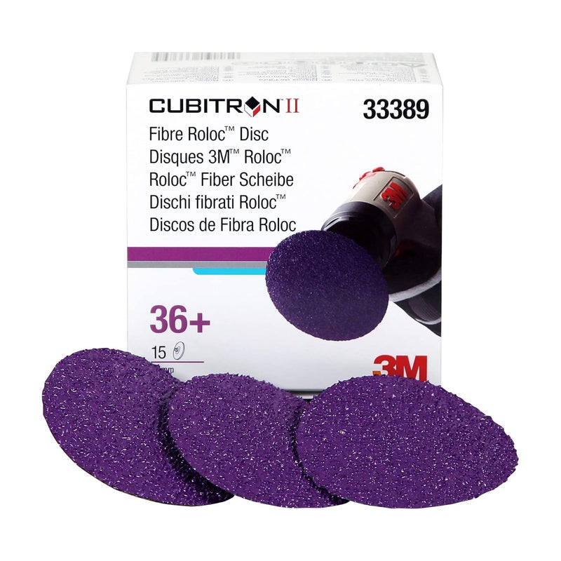 Cubitron 3M II Roloc Fibre Disc, 786C, 33389, 3 in, 36+ Grit, 15 Pack, High Performance, Fast Cutting, Long Lasting - Image 2