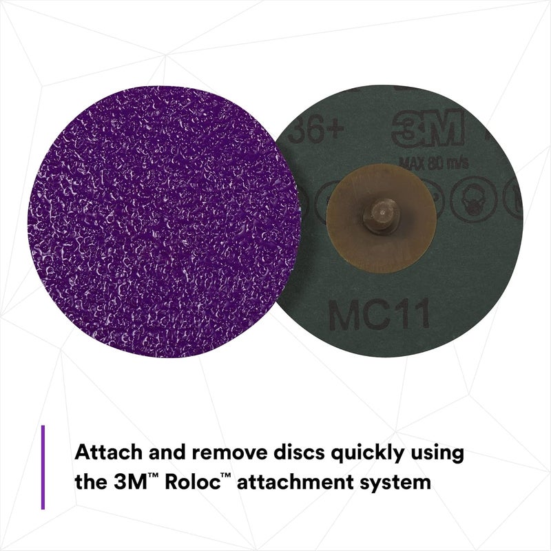 Cubitron 3M II Roloc Fibre Disc, 786C, 33389, 3 in, 36+ Grit, 15 Pack, High Performance, Fast Cutting, Long Lasting - Image 5