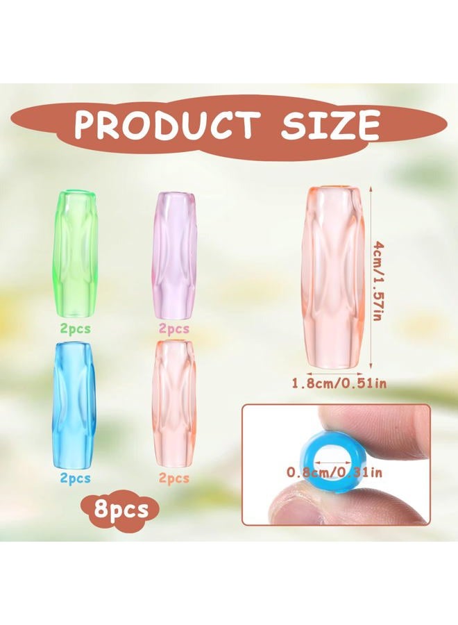 Styquenzer 8 قطع من مقبض القلم السيليكوني، مقبض قلم لتخفيف تعب الأصابع أثناء الكتابة، حامل قلم مريح مع وسادة قبضة، أداة تصحيح الأصابع المرنة والناعمة لمعظم الناس - Image 2