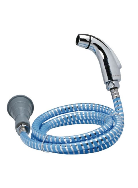 Portable Travel Chattaf with Hose Silver and Blue 1.8 m TS-001