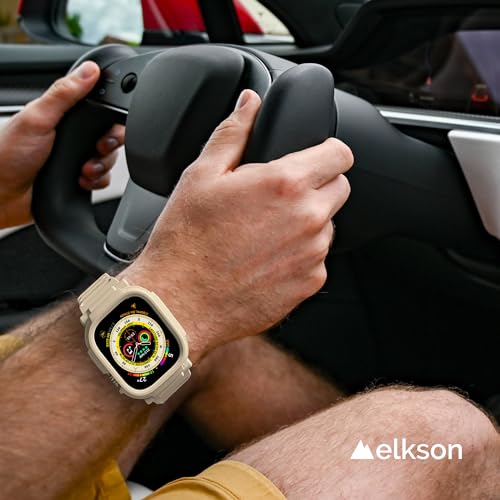 elkson Band Case for 49mm Apple Watch Ultra 3/2/1 with Screen Protector Tempered Glass, Quattro Pro Series Rugged for iWatch Strap, Military Grade Durable Protective Bumper Cover, Shockproof, Black - Image 3