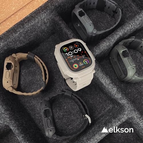 elkson Band Case for 49mm Apple Watch Ultra 3/2/1 with Screen Protector Tempered Glass, Quattro Pro Series Rugged for iWatch Strap, Military Grade Durable Protective Bumper Cover, Shockproof, Black - Image 4