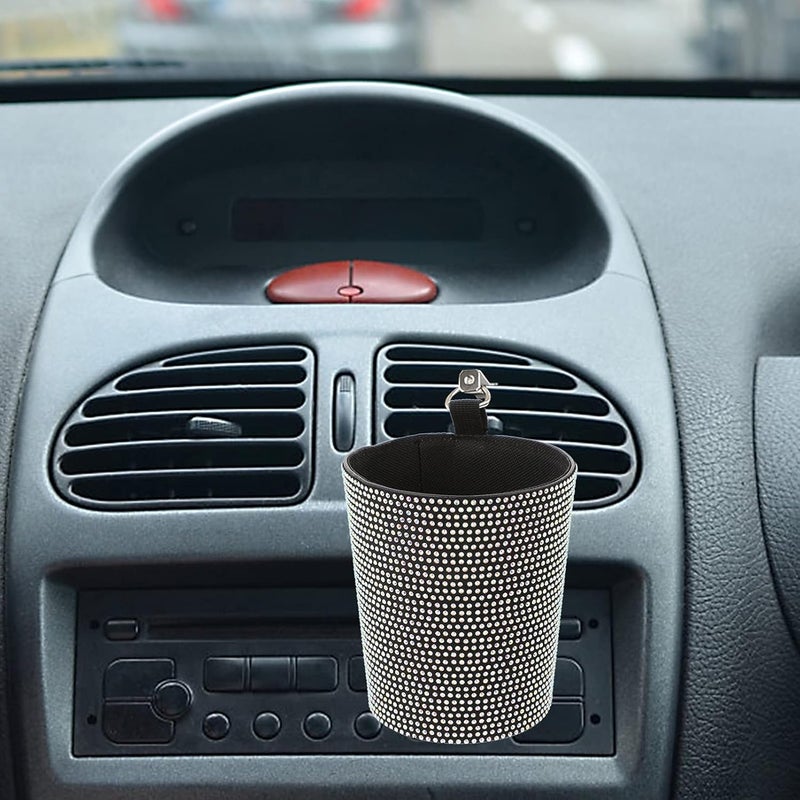 FAVOMOTO 1pc Car Garbage Cup Multi-functional Storage Box for Auto Rubbish Rhinestone Design for Keeping Vehicles Clean and Organized - Image 2