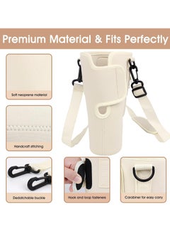 sokany Water Bottle Carrier Bag for Stanley 40oz Tumbler, Water Bottle Holder with Pouch and Adjustable Strap, Sleeve Accessories with Pocket for 40oz Cup (White)  - Image 3