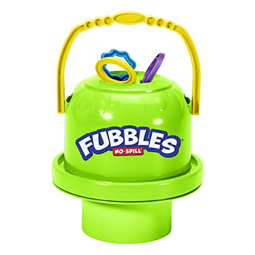 Fubbles Bubbles No-Spill Big Bubble Bucket in Green | Bubbles for Toddlers and Kids of All Ages | Includes Fubbles Bubbles Bucket and 3 Bubble Wands, Made in The USA - Image 1