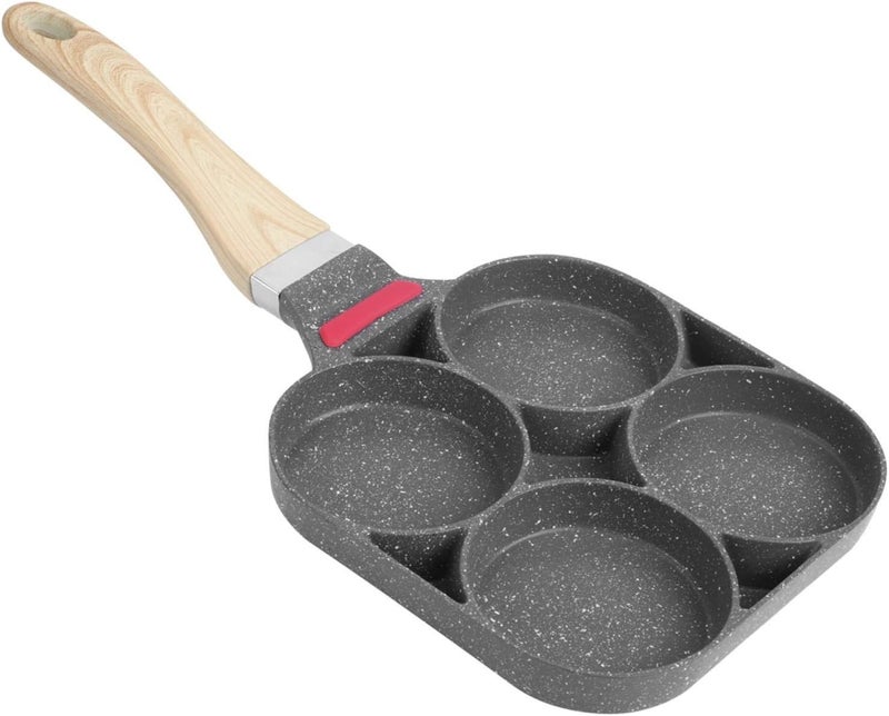 ويوبلز مقلاة بيض سعة 4 أكواب، مقلاة بيض من سبائك الألومنيوم غير لاصقة، مقلاة فطائر إفطار بمقبض لتحضير البيض والهامبرغر (للاستخدام العام على موقد الحث الحراري) - Image 1