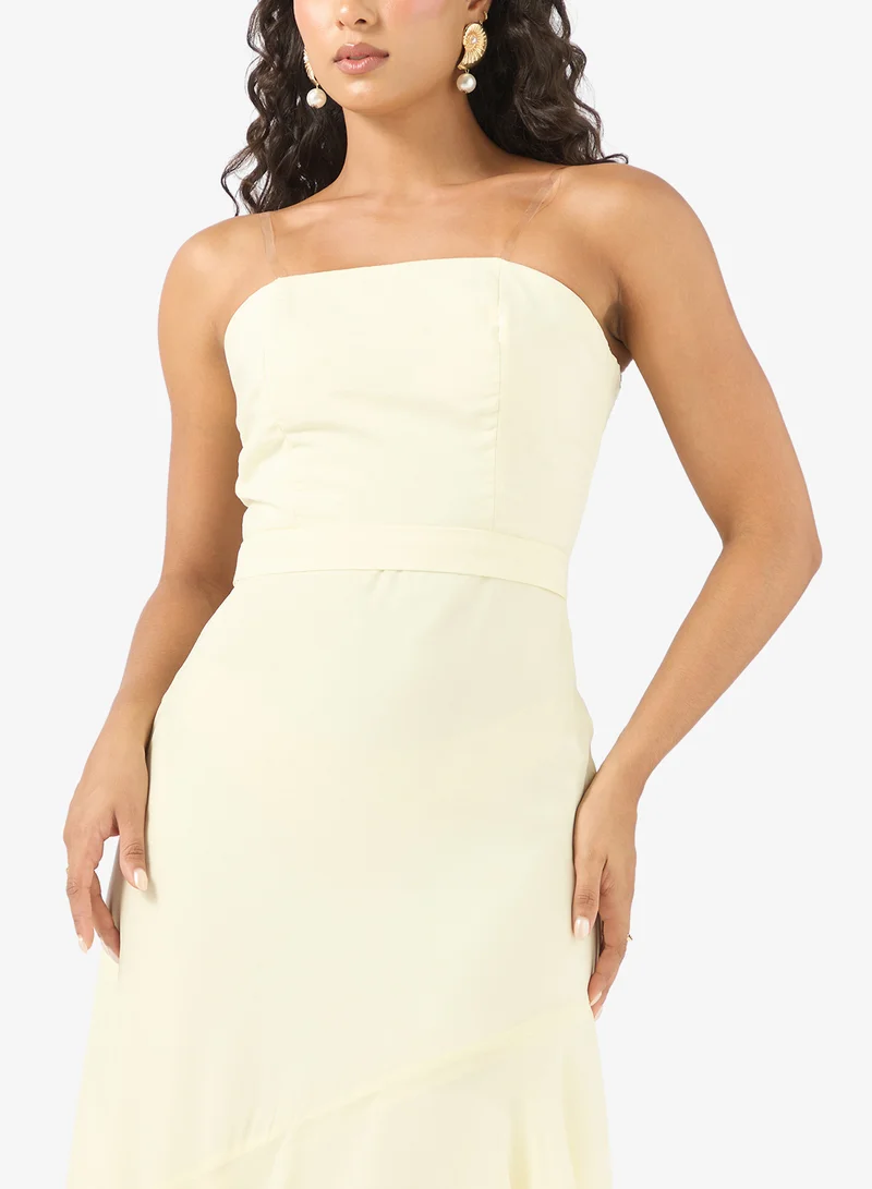 Rene  Strapless Ruffled High-Low Midi Dress for Women | Best Price UAE