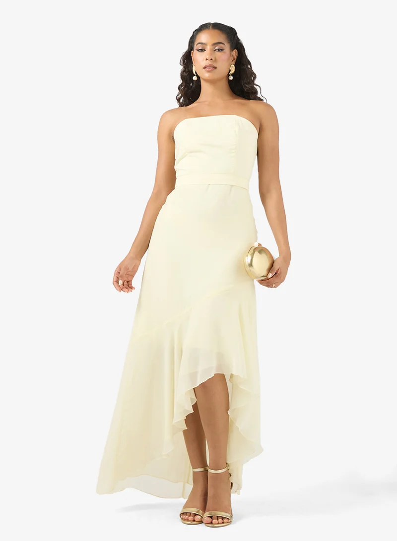 Rene  Strapless Ruffled High-Low Midi Dress for Women | Best Price UAE