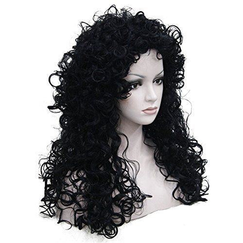 Aimole Synthetic Heat Resistant Black Hair Long Curly Wigs Cosplay Women Wig1 Black - Image 3