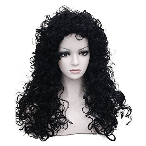 Aimole Synthetic Heat Resistant Black Hair Long Curly Wigs Cosplay Women Wig1 Black - Image 1