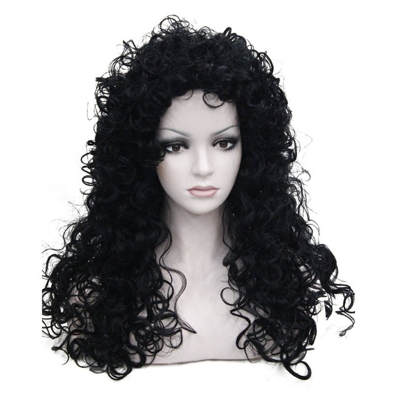 Aimole Synthetic Heat Resistant Black Hair Long Curly Wigs Cosplay Women Wig1 Black - Image 2