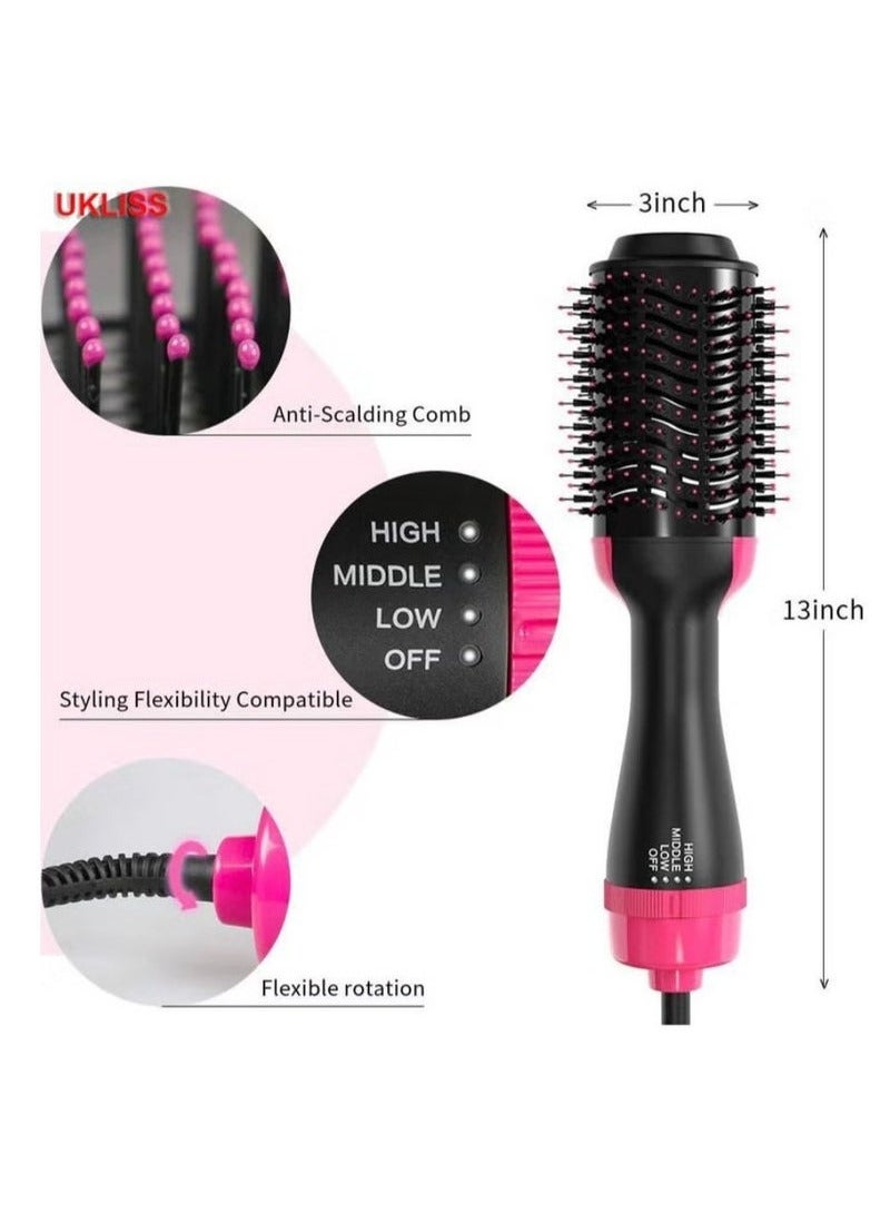 JAJEEK Electric Hair Dryer 3-in-1 Hot Air Brush for Hair Styler Frizz Control – One Step Hair Dryer with 2 Changeable Brush Heads for Straight and Curly Hair | Black/Pink - Image 3