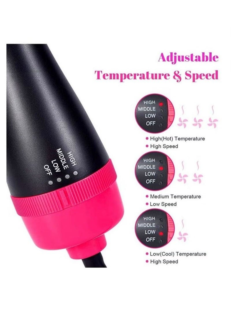 JAJEEK Electric Hair Dryer 3-in-1 Hot Air Brush for Hair Styler Frizz Control – One Step Hair Dryer with 2 Changeable Brush Heads for Straight and Curly Hair | Black/Pink - Image 4
