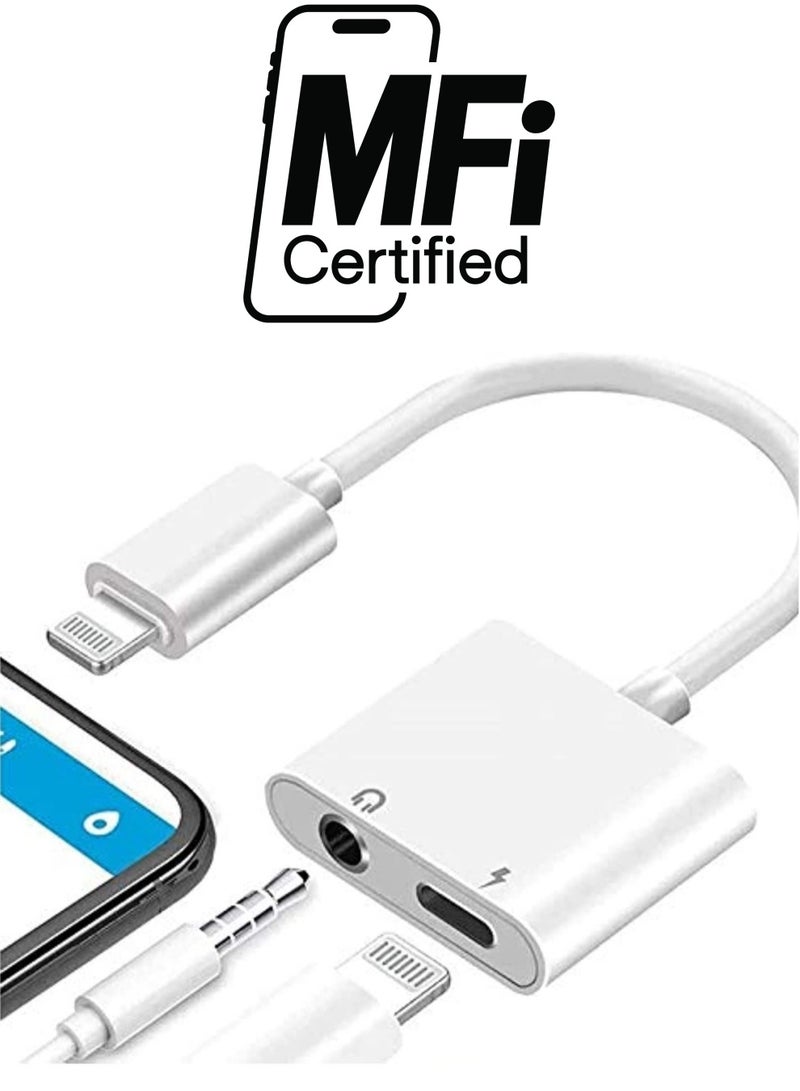ELTRAZONE iPhone Headphones Adapter & Splitter, 2 in 1 Dual Lightning Charger Cable Aux Audio Adapter Converter for iPhone 12/11/XS/XR/X/8/7/6/iPad, Support Calling+Charging+Music Control - Image 1
