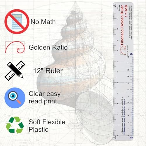 CLPA 12" No-Math Fibonacci Ruler — Flexible Clear PETG | Fibonacci Proportions Without Arithmetic | Drawing, Drafting and Layout | Made in Australia - Image 2