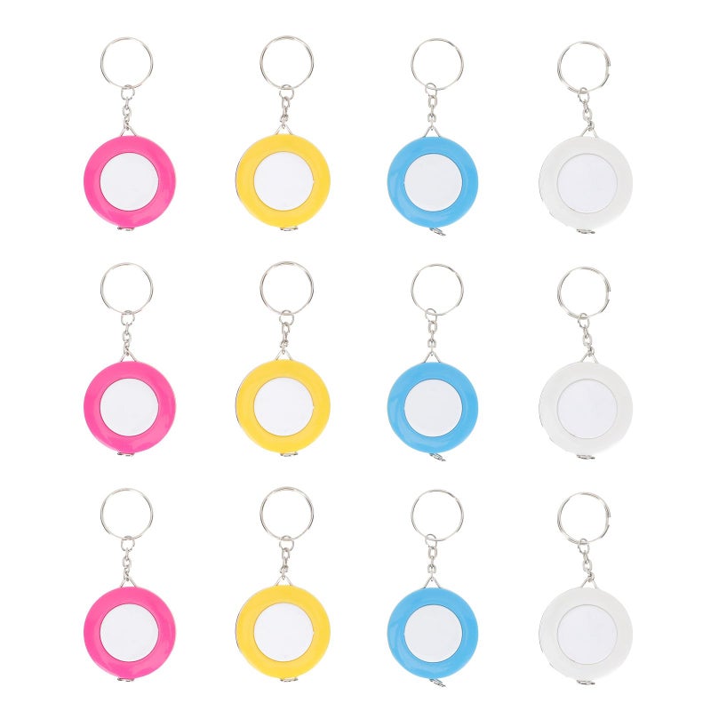 12Pcs Mini Flexible Tape Measure Keyring Set 1 5M Candy Colors For Tailoring Travel - Image 2