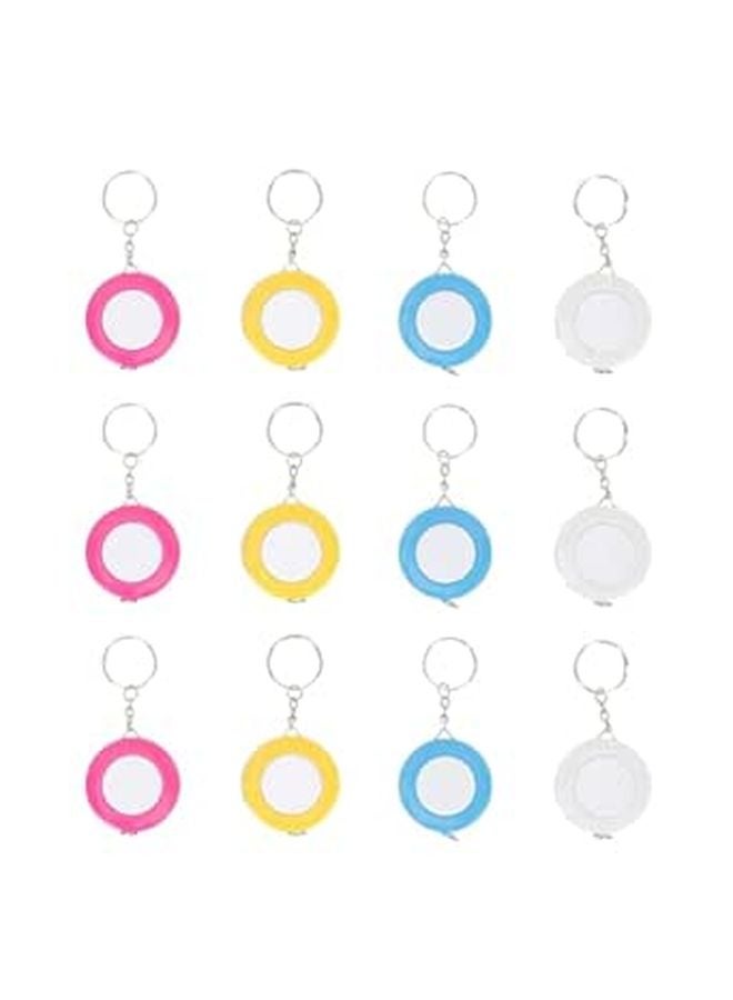 12Pcs Mini Flexible Tape Measure Keyring Set 1 5M Candy Colors For Tailoring Travel - Image 1