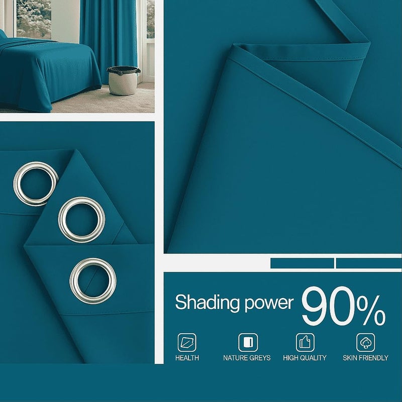 AMALI Elegant Blackout Curtains 2 Panel Set,16 Grommets, Size (L 274 x W 132) cm) for Living Room and Bedroom Shiny Polyester Fabric - Image 4